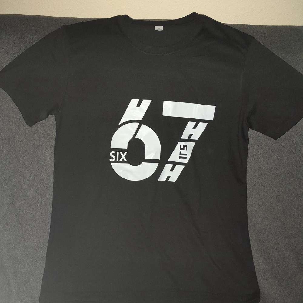 Black 67 Six Seven  Graphic T-Shirt with White Print